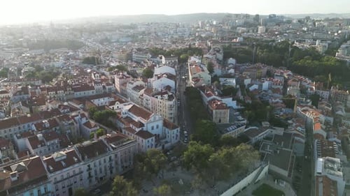 Aerial view of cityscape with streets, Portugal.