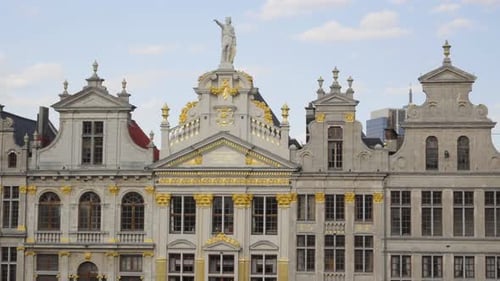 The Grand Place in Brussels, Belgium. Golden facade building view