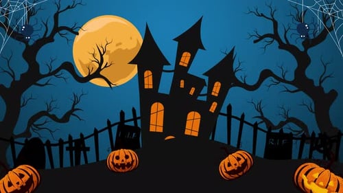 Fondo de animación de casa de Halloween