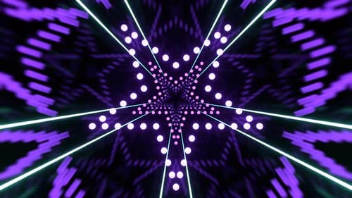 Purple And Turquoise Star Shaped Tunnel Background Vj Loop In 4K