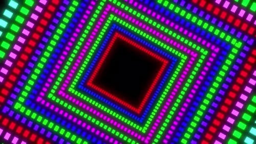 Colorful Glowing Rectangle Disco Music Background. Vj Loop Animation Of Disco Dancing Background,