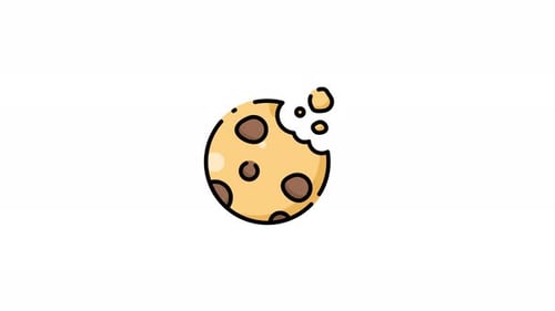 Animated Cookie Icon with Bite and Crumbs Animation