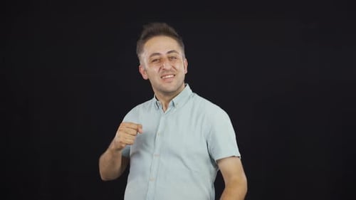 Happy man dancing.