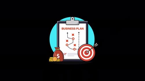 Clipboard with Goal Arrow and Money Bag. Business Strategy Concept Animation Video - Transparent