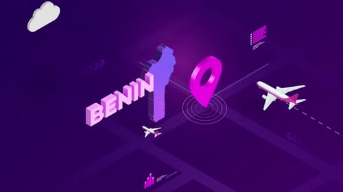 Isometric Map with Travel Destination and Flying Airplanes