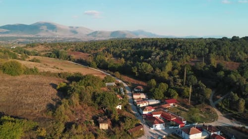 Mountain village drone shot in Greece