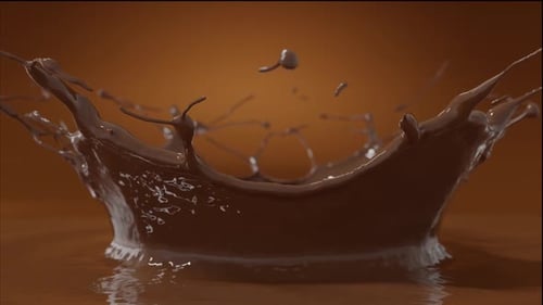 Realistic Chocolate Liquid Splash with Crown Effect