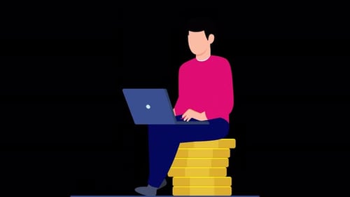Flat Design Animation of Person Earning Money Online