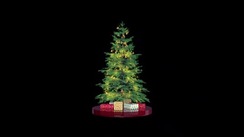 Sapin de Noël festif avec cadeaux et lumières