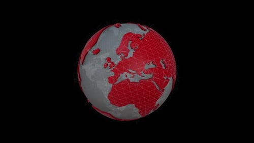 Rotating 3D Earth Globe with Geometric Wireframe