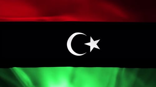 Waving Flag With Red Black Green Stripes And Crescent Star