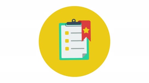 Corporate Checklist Clipboard Animation with Star Bookmark