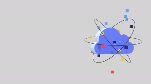 Cloud Computing Animation for Data Storage and Transfer with Copy Space.