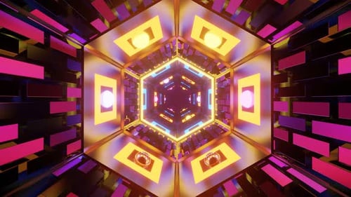 Tunnel Psychedelic Vibrant Colors Digital Art Futuristic Design 3D Rendering