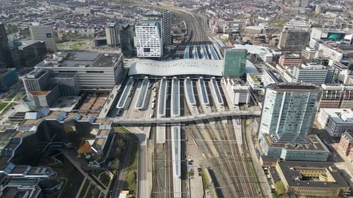 Aerial view of Utrecht railway station, Netherlands