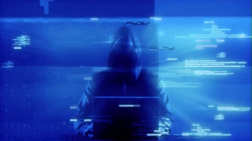 Animated Glitch Digital Code Data Background