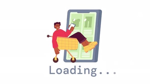 Online Shopping Loading Animation with Smartphone and Shopping Cart