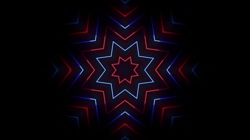 Pulsating Neon Geometric Star Kaleidoscope Loop Background
