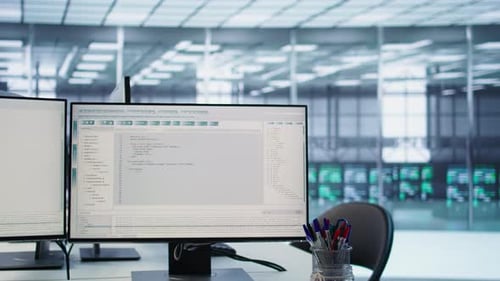 Computers in Empty Data Center Facility Managing Servers Energy Consumption