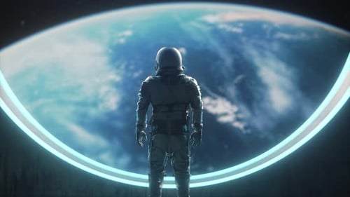 Futuristic Astronaut View of Planet Earth from Space