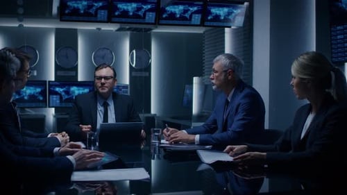 Business Team Meeting in Modern High Tech Office