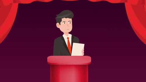 Animated Corporate Speaker Presentation on Stage Curtains