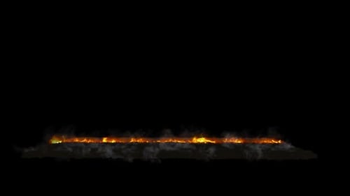 Large field burning on fire with transparent background