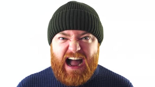Anger People Emotions and Lifestyle Concept Model Released Man in Studio Screaming Smiling and