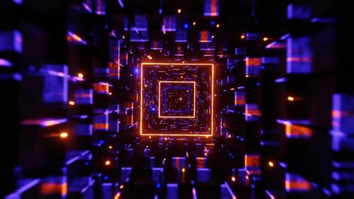 Tunnel Blue And Orange Rotation With Particle Loop Vj