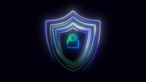 Security Shield Motion Speed Lines With Padlock V8