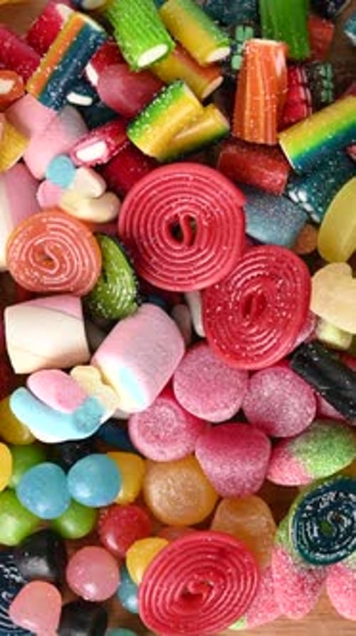 Assorted colorful candies background
