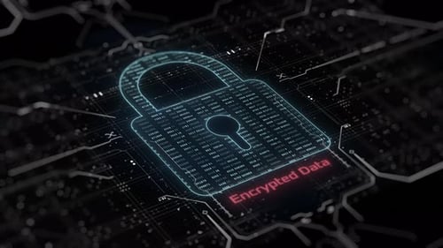 Futuristic Digital Padlock Data Security Animated Background