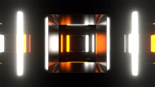 Orange And White Strobes Through Square In Tunnel Background Vj Loop In 4K