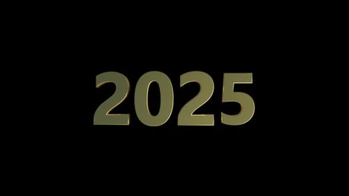 Golden 3D Changing Year Numbers Countdown