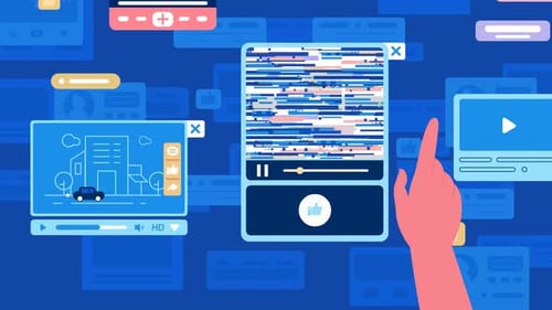 Animated Flat Design Social Media UI Elements And Video Player