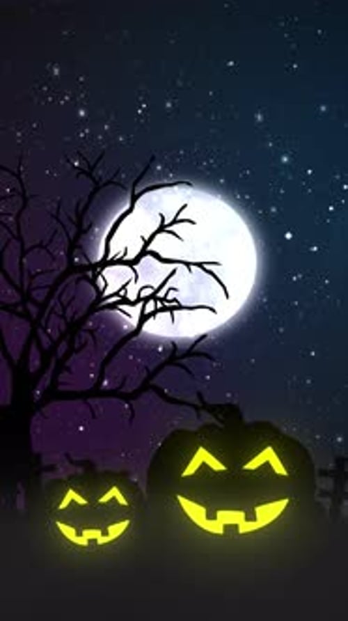Halloween background animation with the concept of Spooky Pumpkins. Vertical loop background