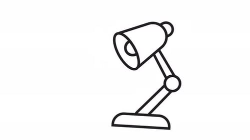 Animated Desk Lamp Turning On and Off Flat Design Icon
