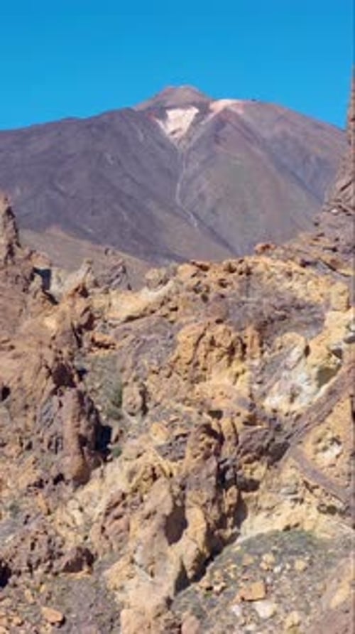 Aerial Shot Over El Teide Volcano in Tenerife in Vertical Format