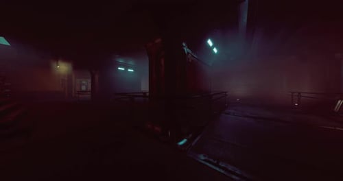 Dark Futuristic Sci-Fi Corridor Fly-Through Animation