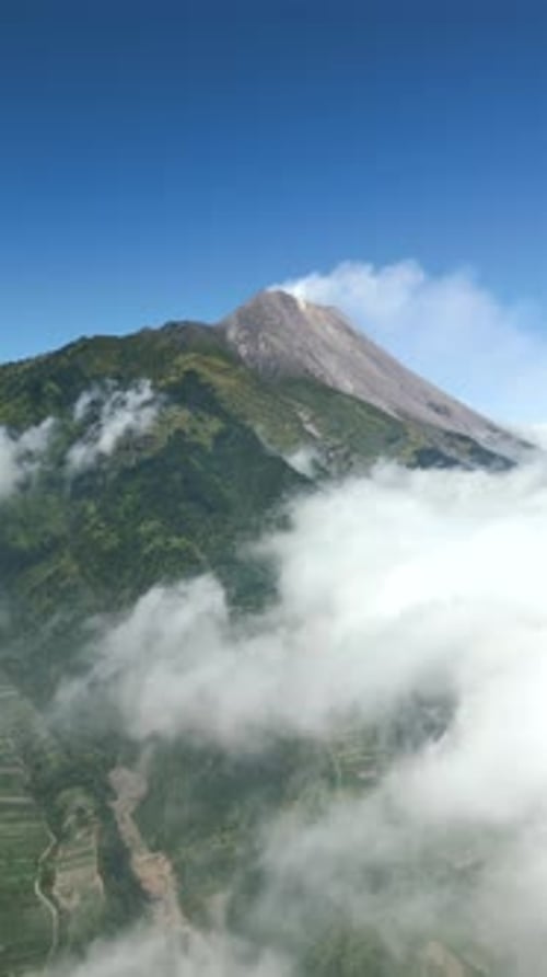 Aerial View of Stunning Merapi Volcano in Indonesia