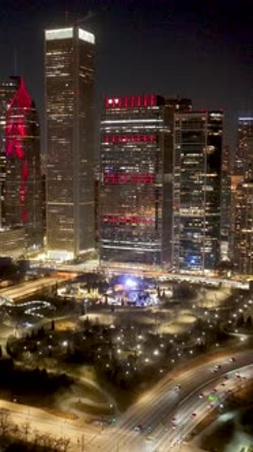 Night in Downtown Chicago At Chicago In Illinois United States.