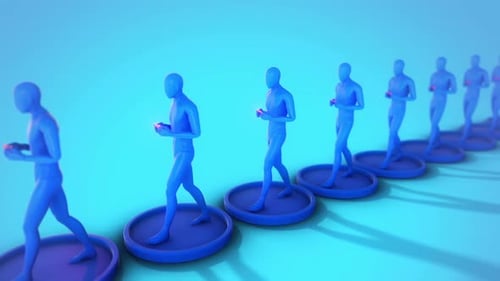 Modern Stylized Humanoids Walking with Smartphones Looping Animation