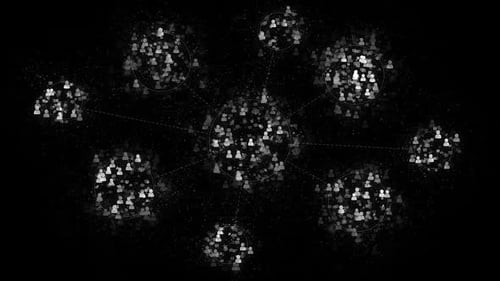 Animated Digital Network of Connected User Icons