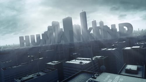 3D Skyscraper City Text Humankind