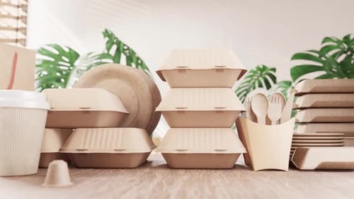 Colleción de envases de alimentos ecológicos