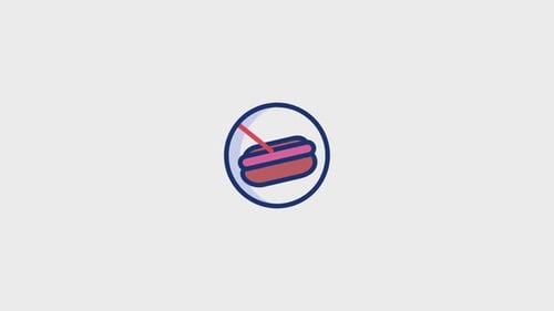 Animated Prohibited Hot Dog Icon in Flat Design Style