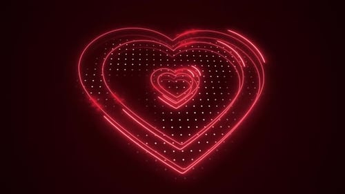 Red Neon Heart Pulsing Animation
