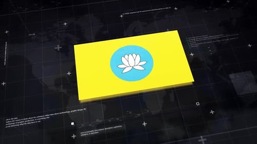 Corporate Business Flag Logo Reveal with Digital Grid Background