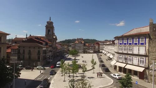 Toural, Guimaraes historical centre, Portugal. Aerial cityscape view