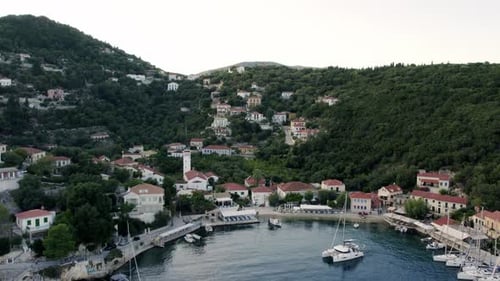 View From Above of White Boat on Deep Blue Water Aerial Top Down View